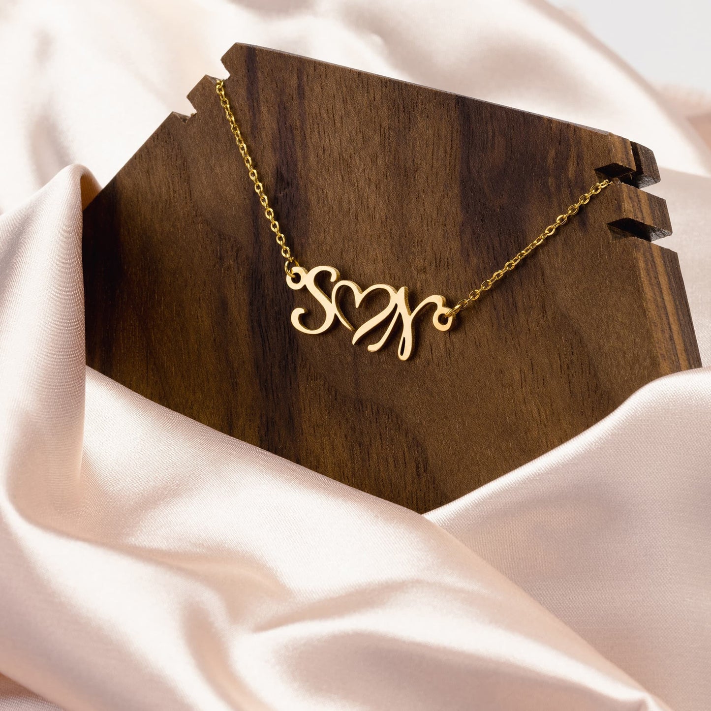 Custom Double Initial Heart Necklace
