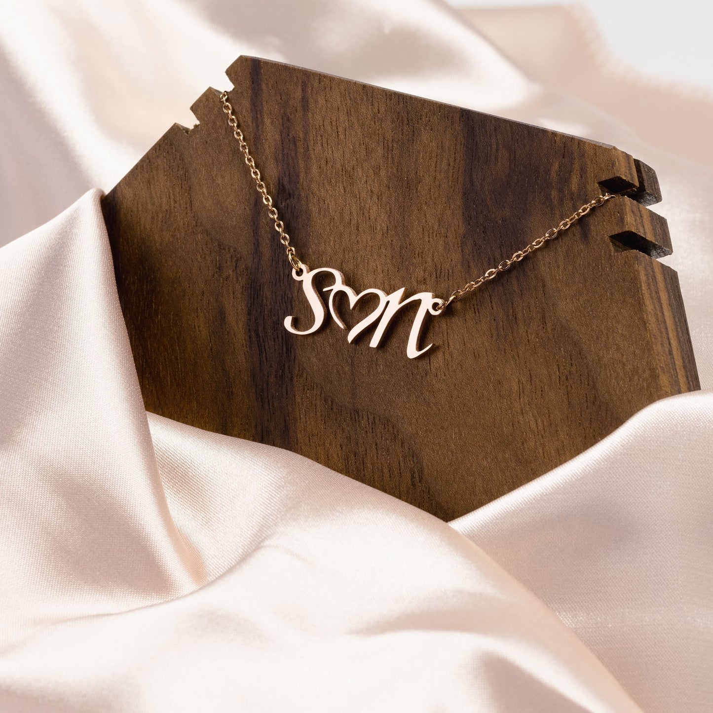 Custom Double Initial Heart Necklace